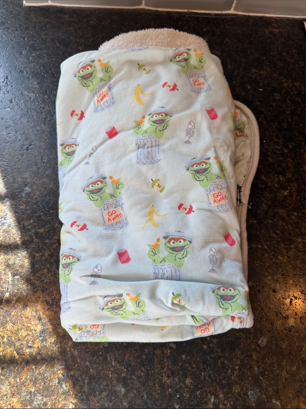 Copper Pearl Oscar the Grouch Print Hooded Baby Towel - Light Blue